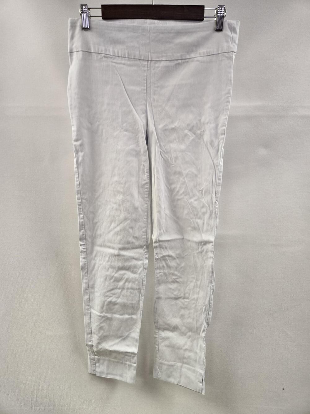 Larry Levine Pants Womens Medium White Pull On Ankle Stretch Slim Leg Knit